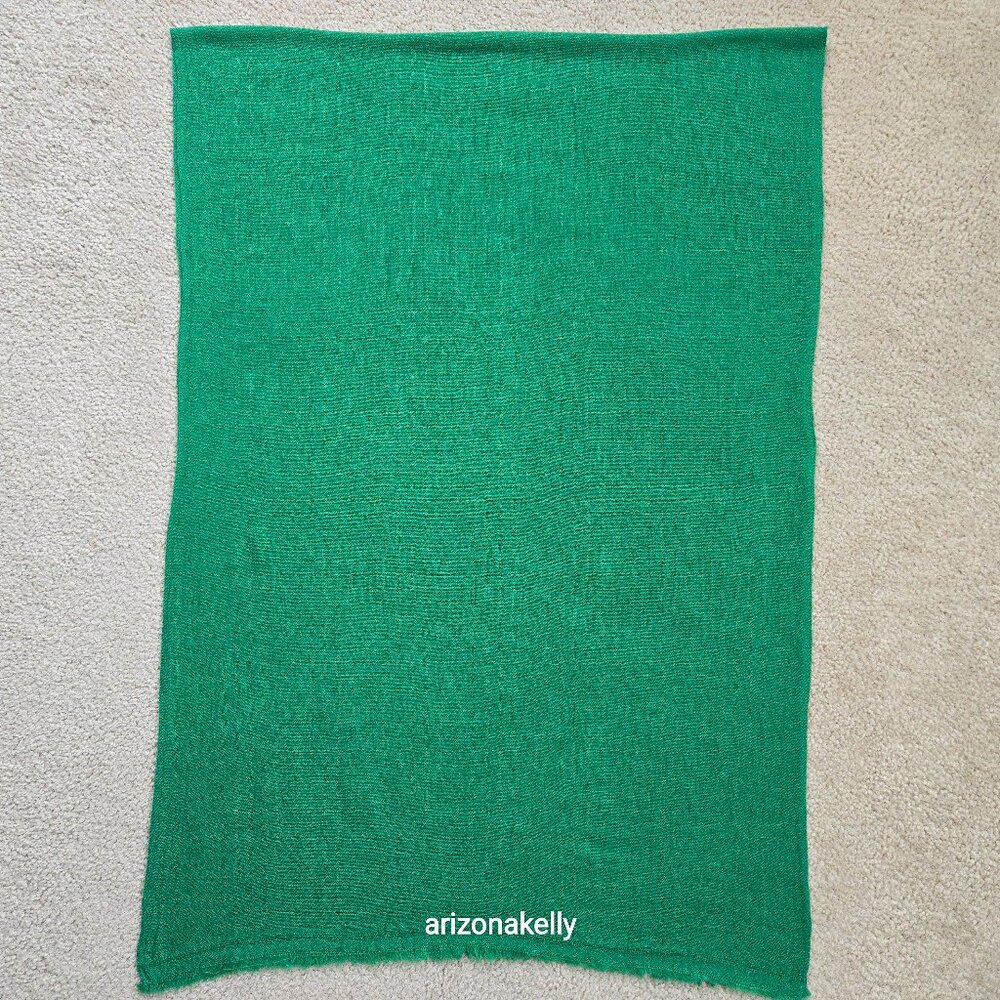 NWOT Cashmere Woven Scarf Made In Nepal Kelly Green - Picture 4 of 15